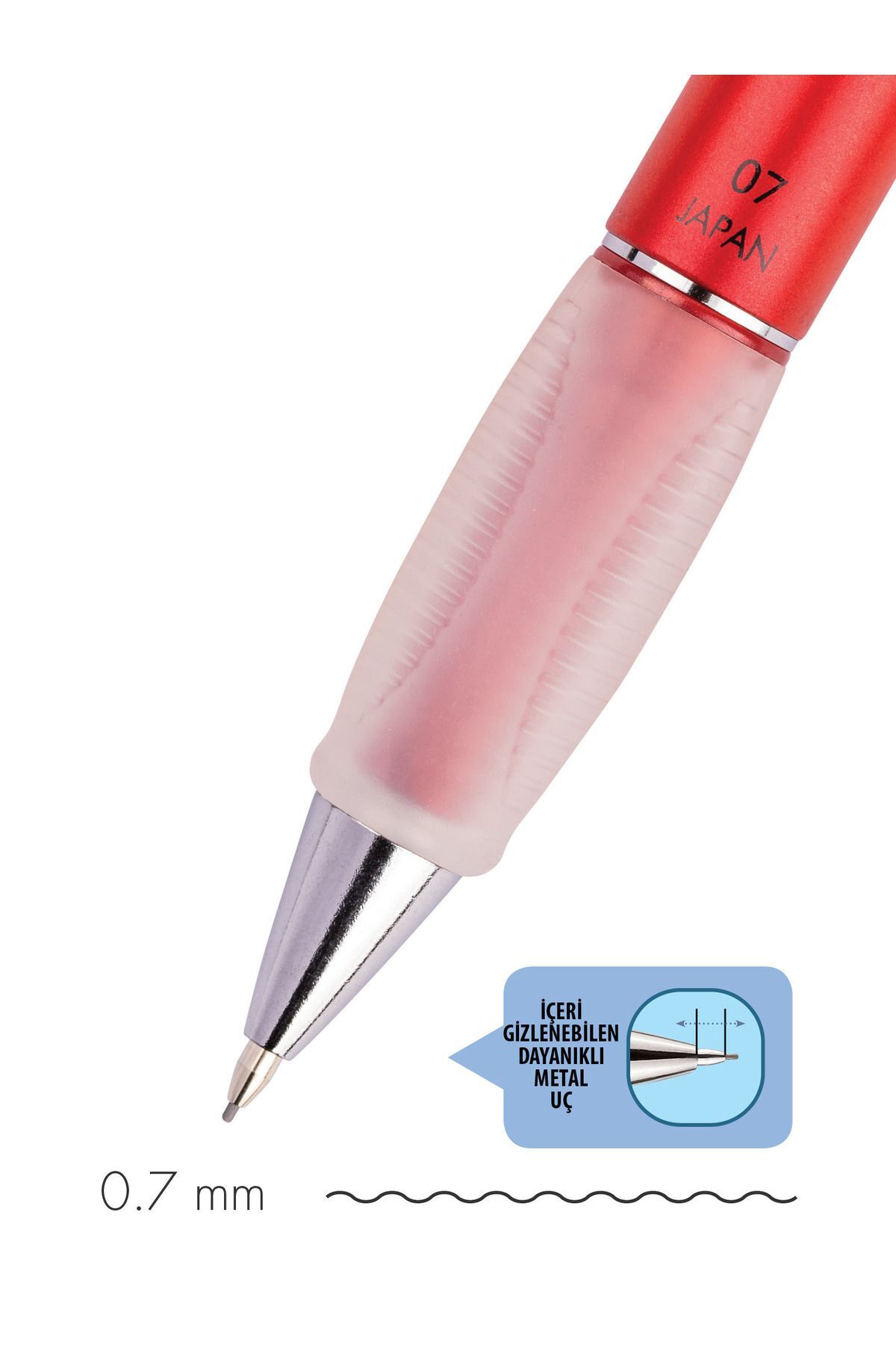 Serve Deep Mekanik Uçlu Kalem 0.7 mm Metalik Lav Kırmızı