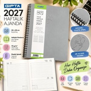 Gıpta 20x28 222-Sek Ajanda Gri 2027