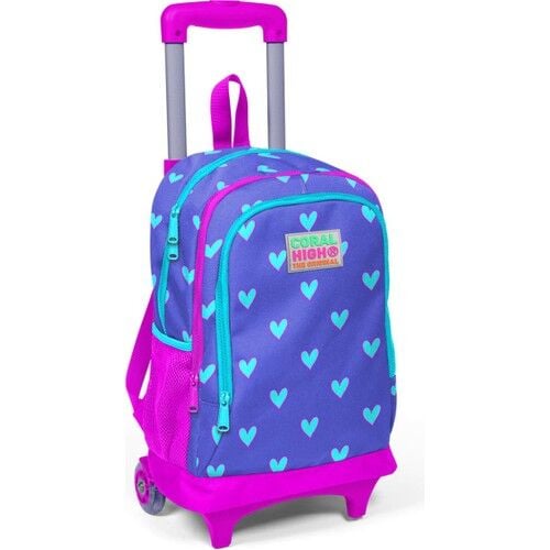 Coral High Kids Lavanta Kalp Desenli Işıklı Tekerlekli Iki Bölmeli Çekçekli  23906