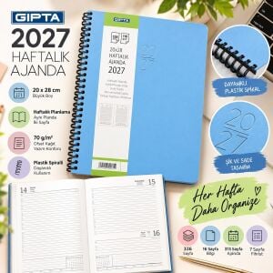 Gıpta 20x28 222-Sek Ajanda Mavi 2027