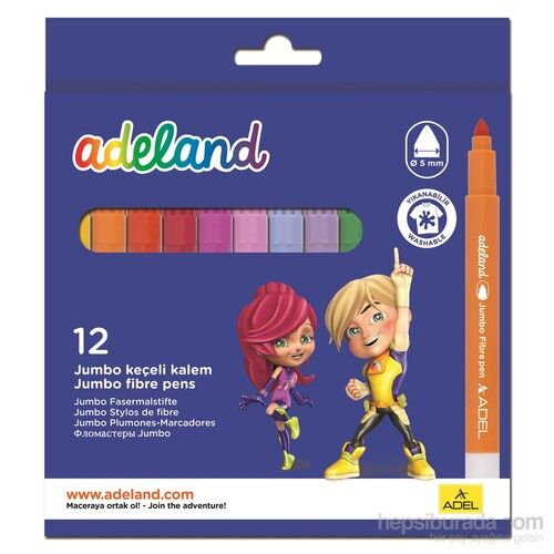 Adeland Jumbo Keçeli Kalem 12 Renk