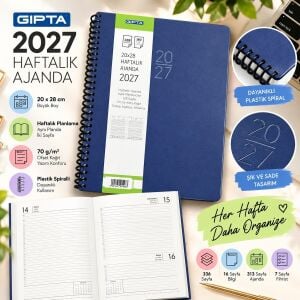 Gıpta 20x28 222-Sek Ajanda Lacivert 2027