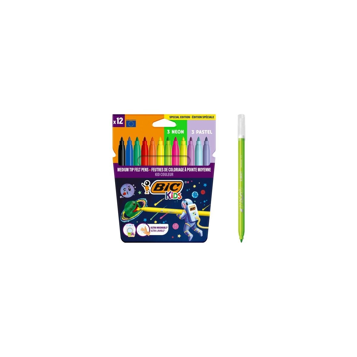 Bic Cosmo Keçeli Boya Kalemi 12 Renk (6 Standart + 3 Neon 3 Pastel)