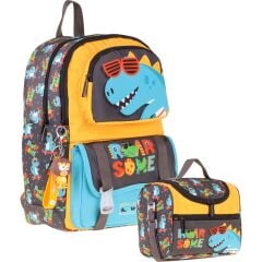 Kids Roar Erkek Çocuk Sarı - Mavi Ilkokul Sırt Çantası ve Beslenme Çanta Seti - SETKK-L5394B