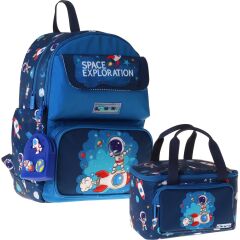 Kids Space Erkek Çocuk Lacivert Ilkokul Sırt Çantası ve Beslenme Çanta Seti - SETKK-L5364B