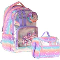 Kids Rule Kız Çocuk Lila Ilkokul Sırt Çantası ve Beslenme Çanta Seti - SETKK-L5348B