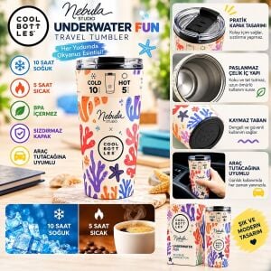 Cool Bottles Çelik Termos Bardak Matara - The Tumbler - Underwater Fun 330ml