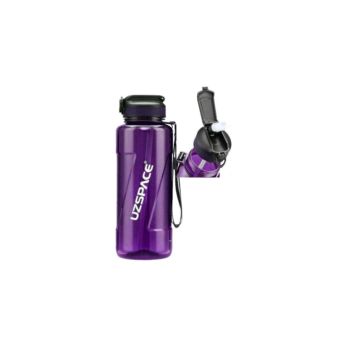 Uzspace 1,5 Litre (1500 Ml) Mor Büyük Boy Spor ve Günlük Matara / Suluk - Silion Pipet Ağızlık