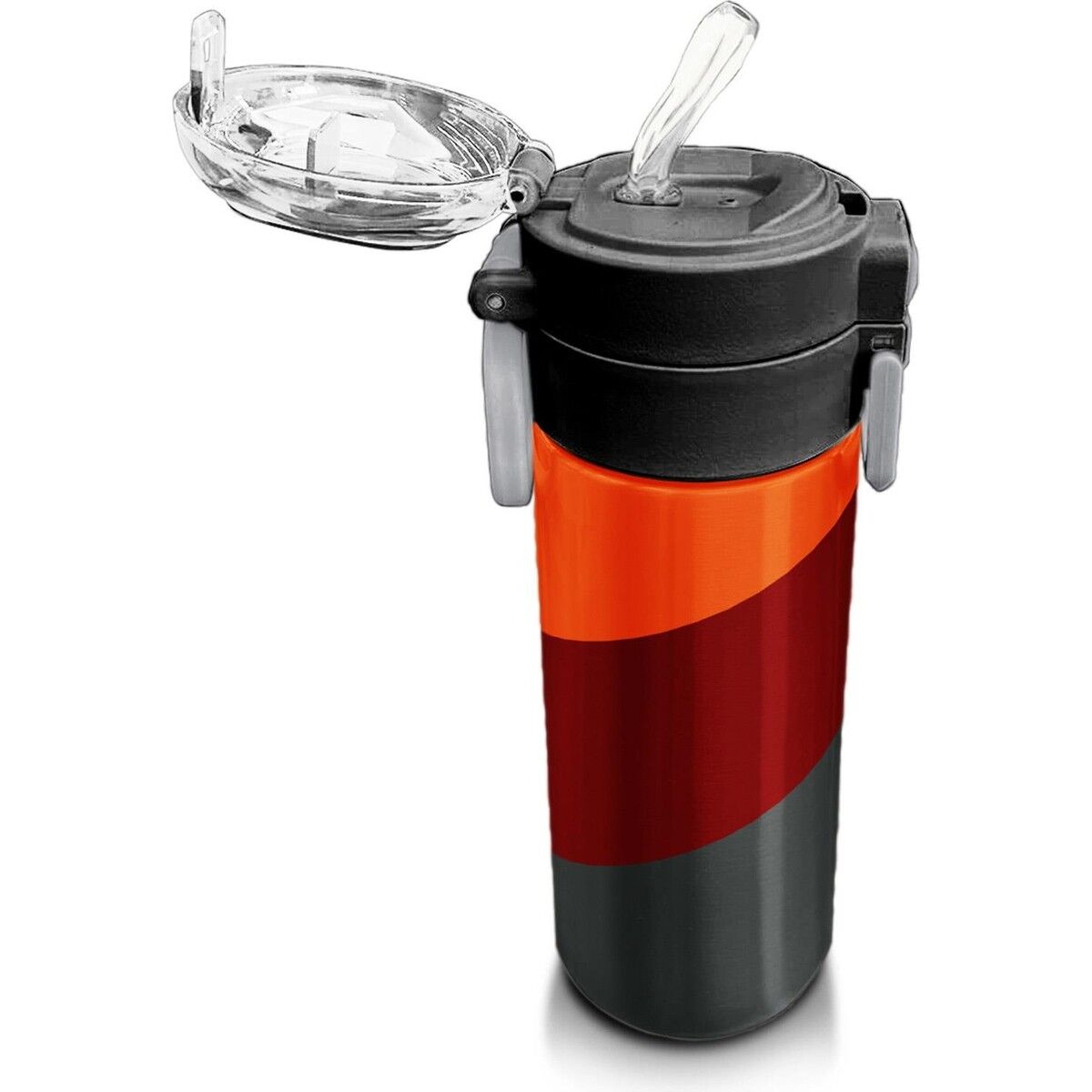 Coral High Kids Turuncu Bordo Desenli Pipetli ve Direkt Içim Çelik Termos 500 ml 31892