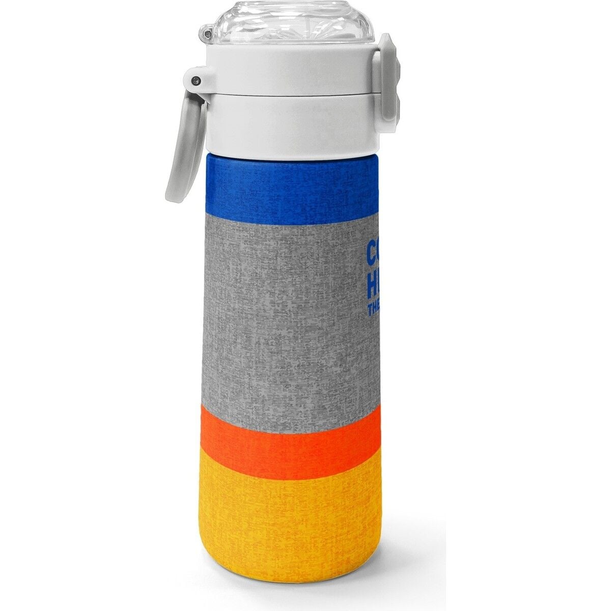 Coral High Kids Gri Turuncu Çizgi Desenli Pipetli ve Direkt Içim Çelik Termos 500 ml 38121