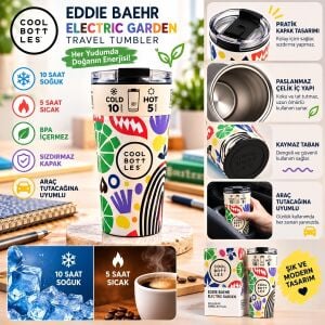 Cool Bottles Çelik Termos Bardak Matara - The Tumbler - Electric Garden 330ml