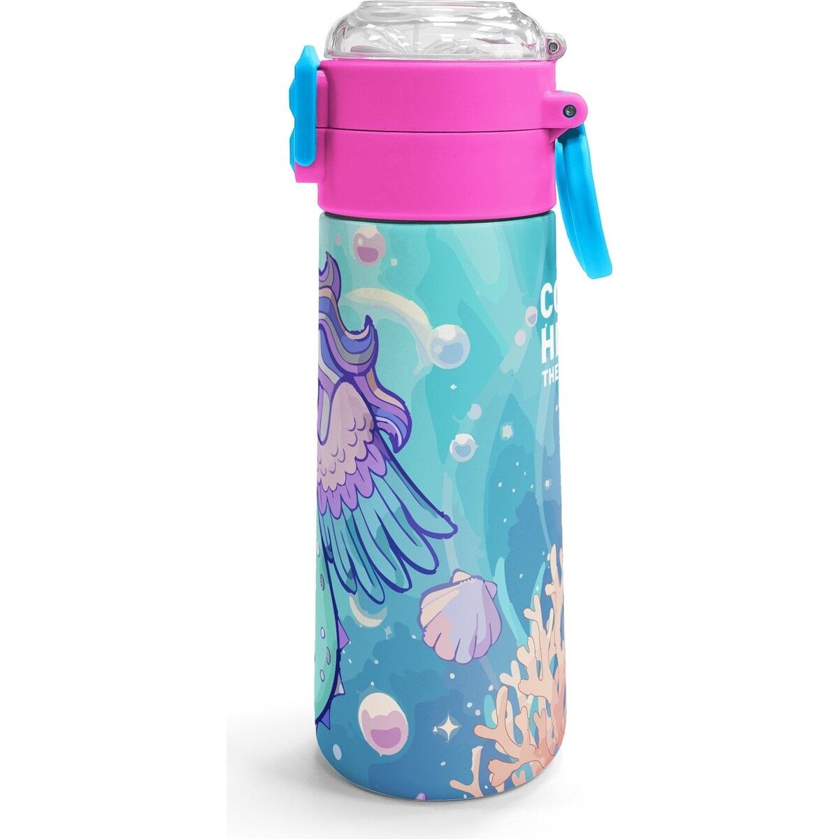 Coral Hıgh Çelik TERMOS(500 Ml)Coral High Kids Unicorn Denizatı Desenli Pipetli ve Direkt Içim Çelik Termos 500 ml 38138