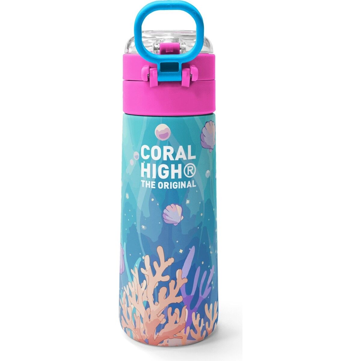 Coral Hıgh Çelik TERMOS(500 Ml)Coral High Kids Unicorn Denizatı Desenli Pipetli ve Direkt Içim Çelik Termos 500 ml 38138