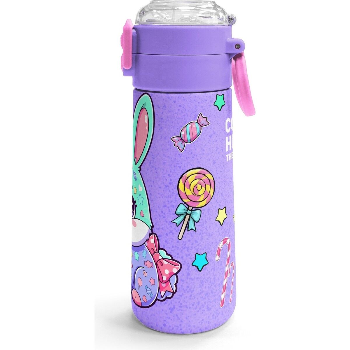 Coral High Kids Milka Su Yeşili Tavşan Desenli Pipetli ve Direkt Içim Çelik Termos 500 ml 38137