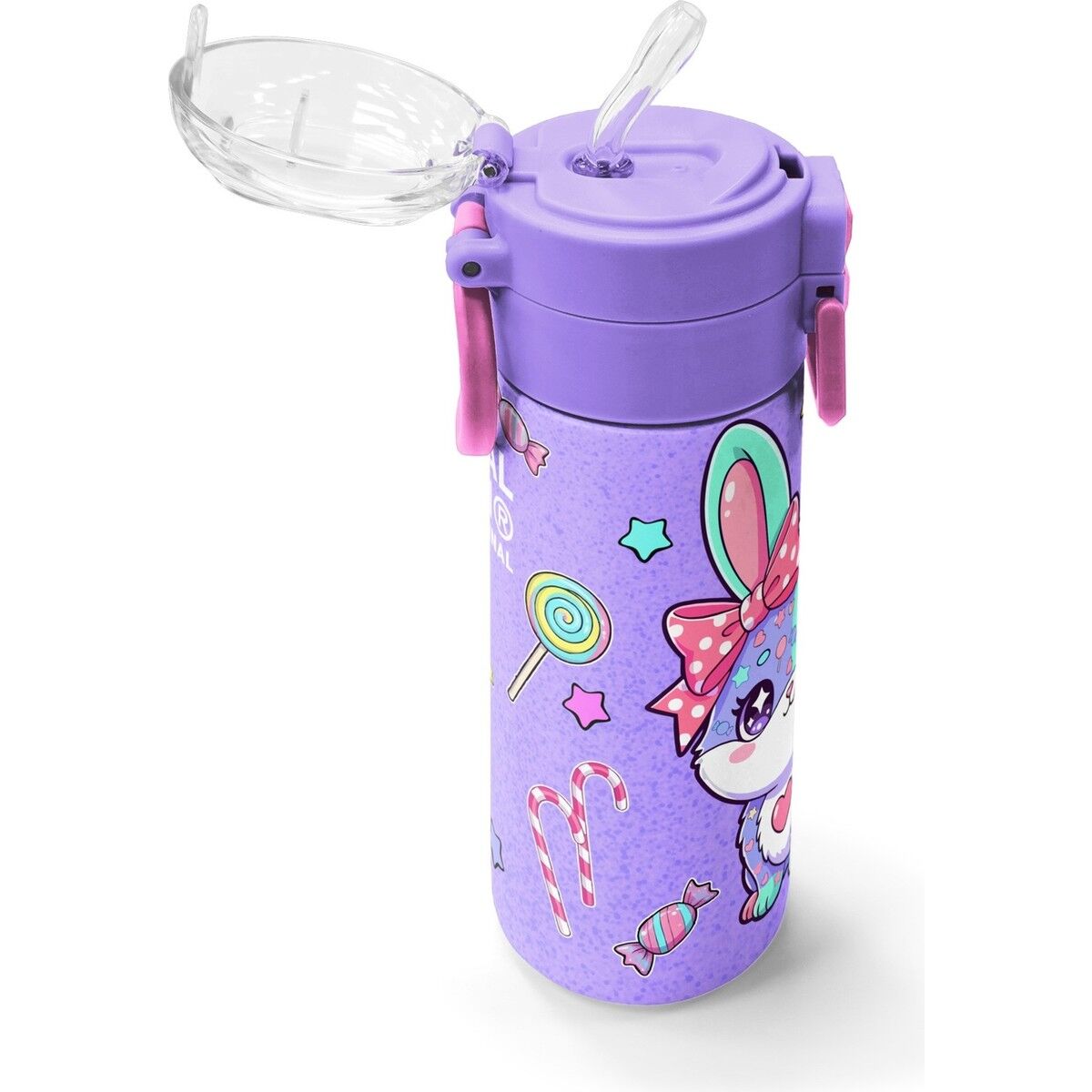 Coral High Kids Milka Su Yeşili Tavşan Desenli Pipetli ve Direkt Içim Çelik Termos 500 ml 38137