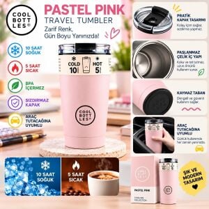 Cool Bottles Çelik Termos Bardak Matara - The Tumbler - Pastel Pink 330ml