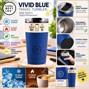 Cool Bottles Çelik Termos Bardak Matara - The Tumbler - Vivid Blue 330ml