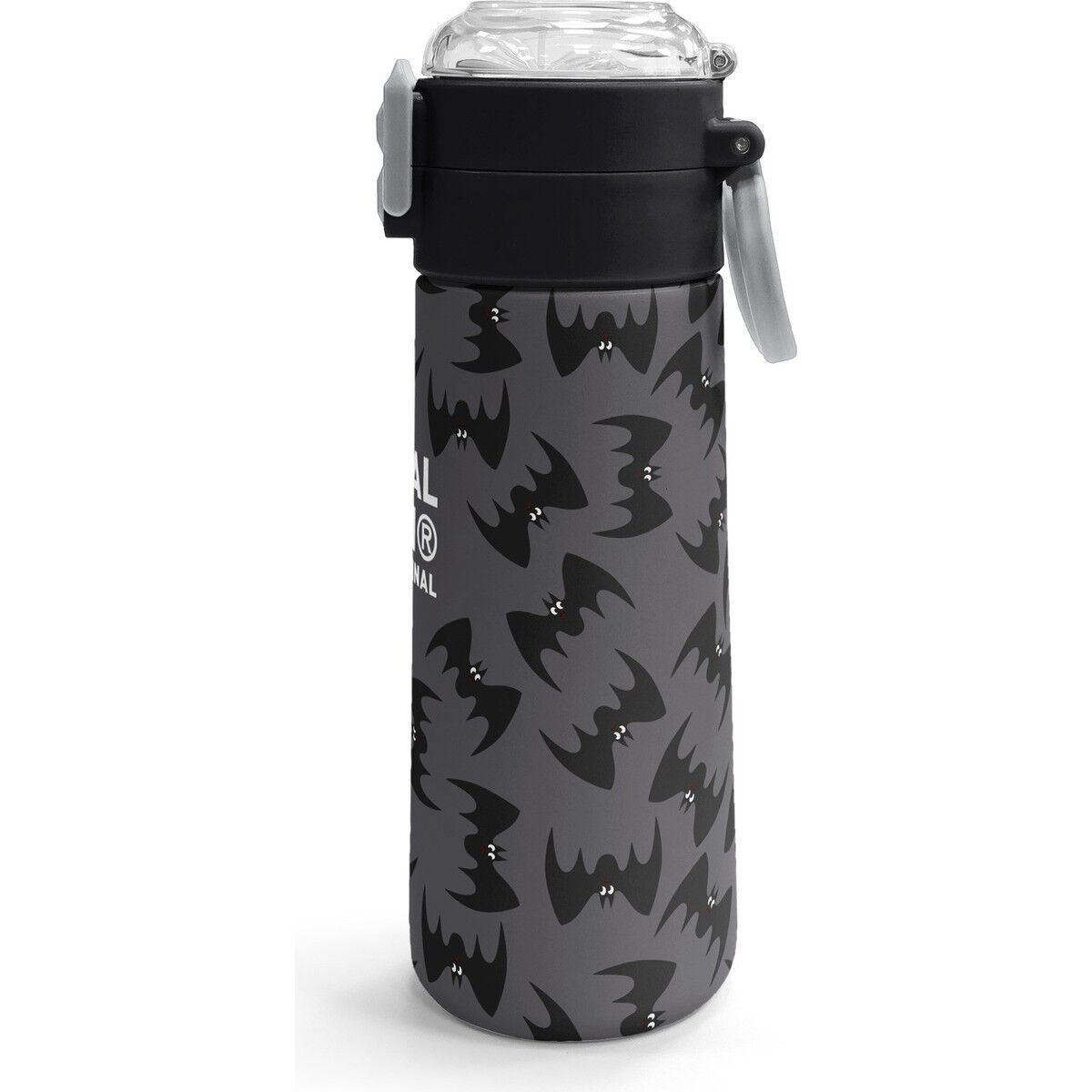 Coral High Kids Gri Siyah Yarasa Desenli Pipetli ve Direkt Içim Çelik Termos 500 ml 38126