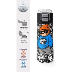 Coral High Kids Grafiti Ayıcık Desenli Pipetli ve Direkt Içim Çelik Termos 500 ml 38132