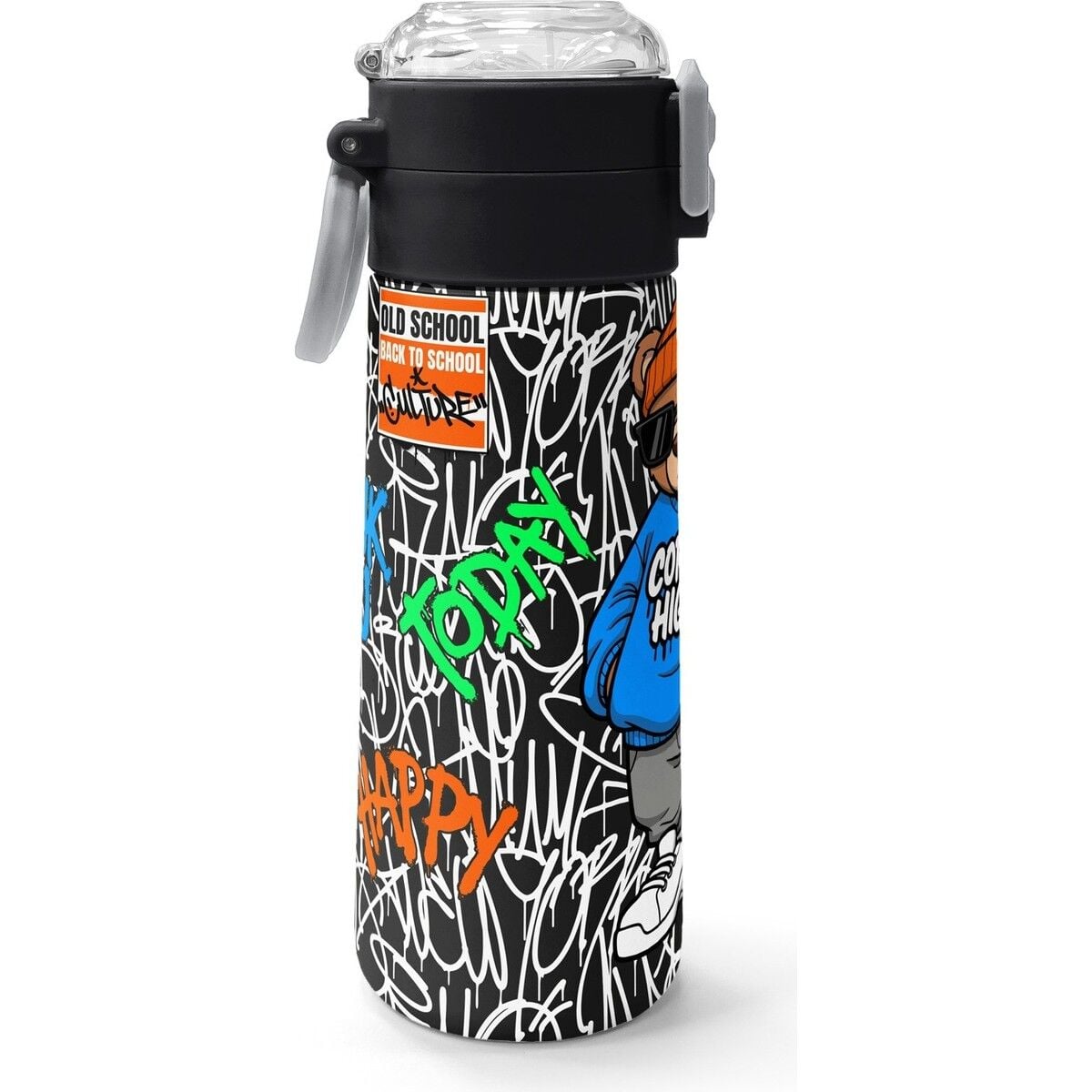 Coral High Kids Grafiti Ayıcık Desenli Pipetli ve Direkt Içim Çelik Termos 500 ml 38132