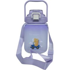 Vagonlife VGN2275-T Mor 1100ML Çocuk Pipetli/pipetsiz Kullanım Su Matarası -Askılı- -Çıkartma Hediyeli