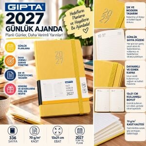 2027 Cilt Bezli Günlük Ajanda 139-erk Eko 13x21 Sarı