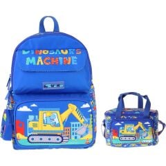 Kids Mechanic Erkek Çocuk Mavi - Sarı Ilkokul Sırt Çantası ve Beslenme Çanta Seti - SETKK-L5369B