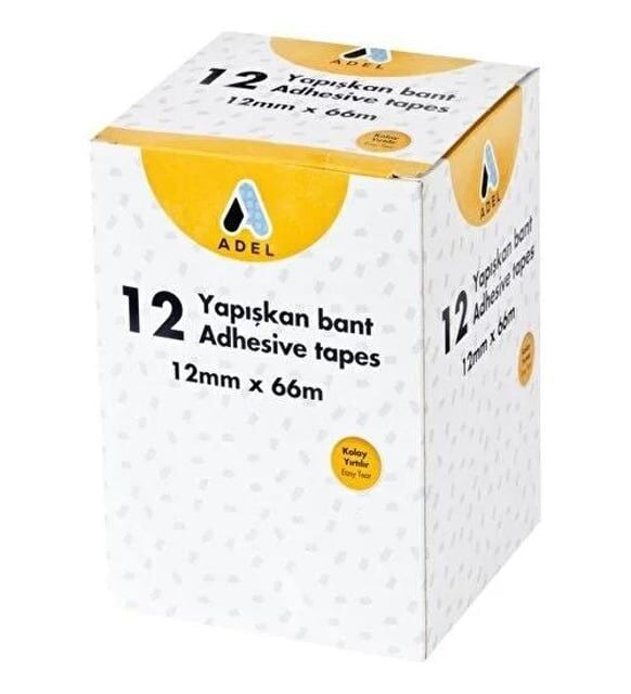 Adel Yapışkan Bant 12MM x 66M 12'li Kutu