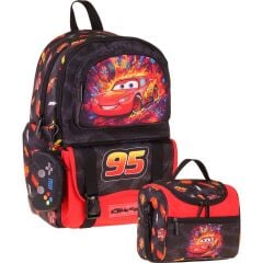 Kids Rust Eze Erkek Çocuk Kırmızı - Siyah Ilkokul Sırt Çantası ve Beslenme Çanta Seti - SETKK-L5399B