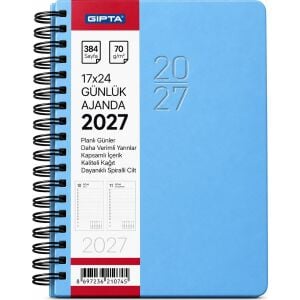 Gıpta 406-Sek 17x24 Günlük Ajanda Eko Spiralli Açık Mavi