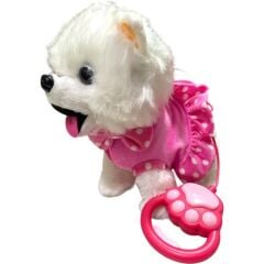 Toysturka Pilli Sesli Tasmalı Yürüyen Sevimli Köpek Mia Tasmalı Köpek Pembe