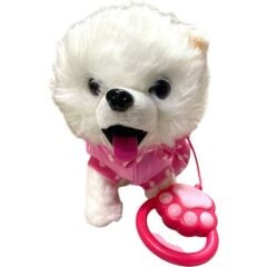 Toysturka Pilli Sesli Tasmalı Yürüyen Sevimli Köpek Mia Tasmalı Köpek Pembe