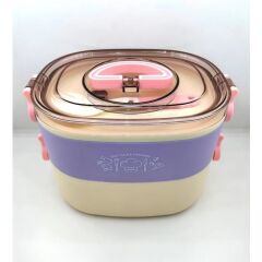 Vagonlife 2 Katlı Yemek Taşıma Kabı Lila-krem Bl50251