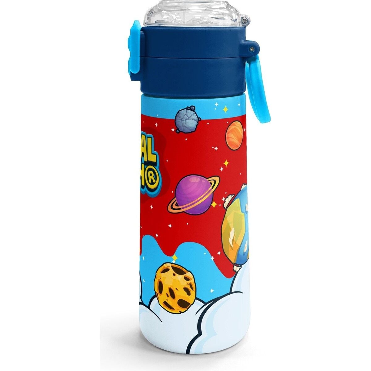 Coral High Kids Kırmızı Mavi Astronot Uzay Desenli Pipetli ve Direkt Içim Çelik Termos 500 ml 38127