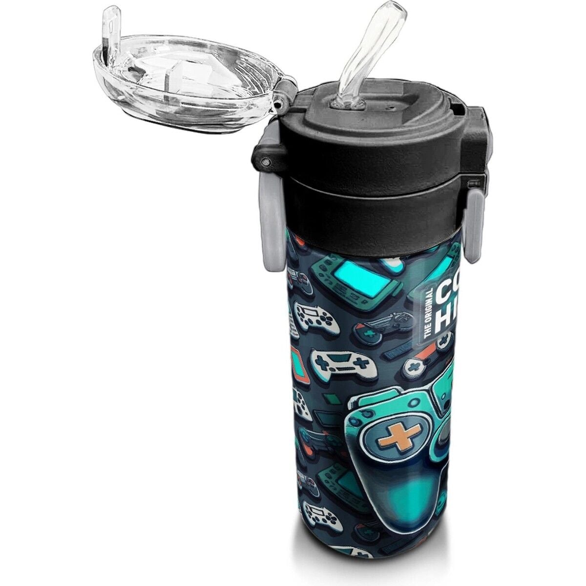 Coral High Kids Nefti Gamer Desenli Pipetli ve Direkt Içim Çelik Termos 500 ml 31861