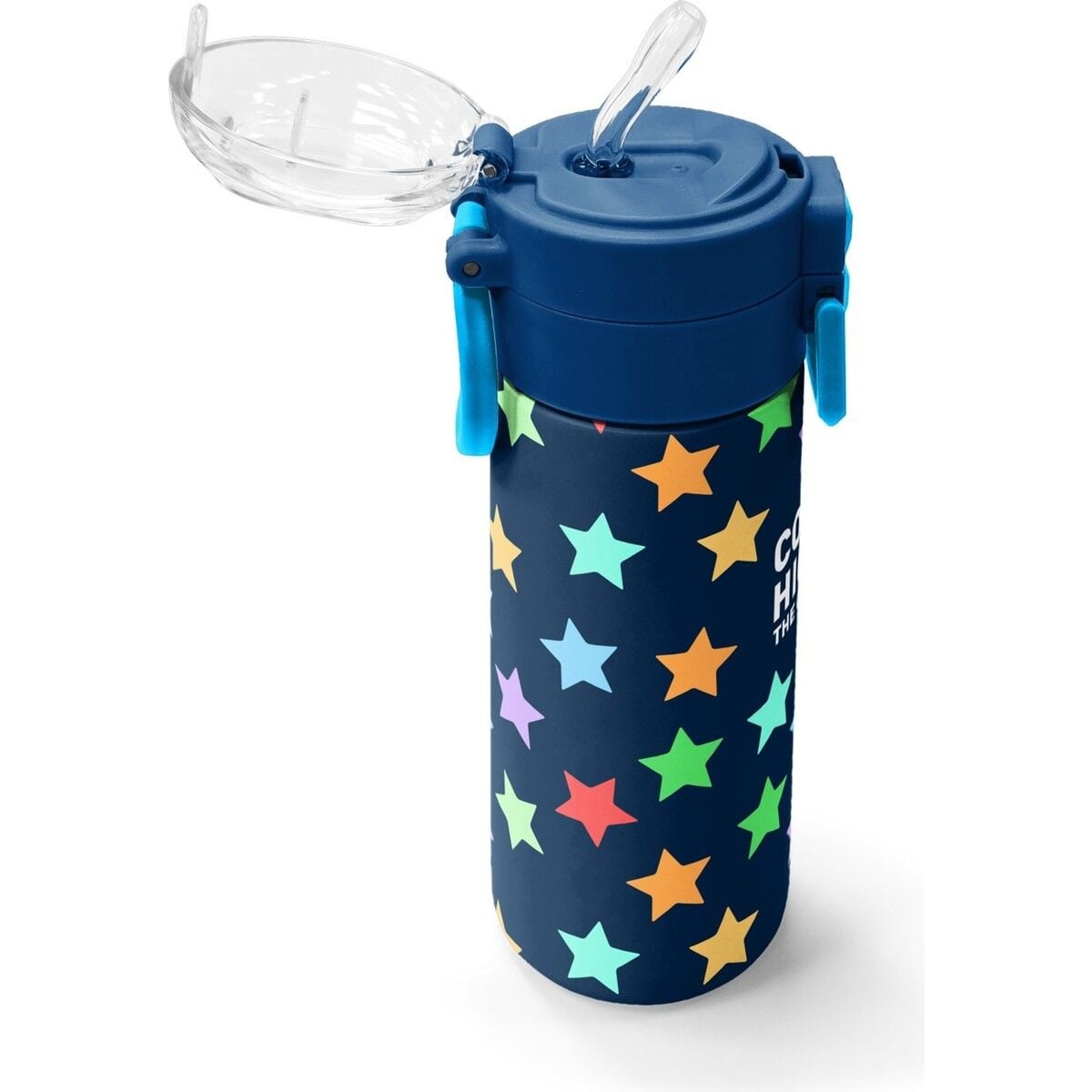Coral High Kids Lacivert Renkli Yıldız Desenli Pipetli ve Direkt Içim Çelik Termos 500 ml 38109