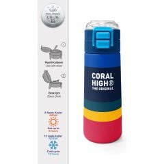 Coral High Kids Renkli Çizgi Desenli Pipetli ve Direkt Içim Çelik Termos 500 ml 38122