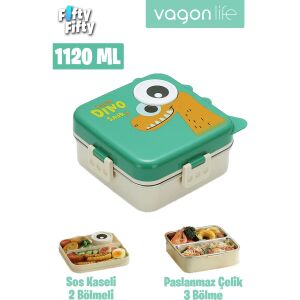 Vagonlife Lunch Box 1120 ml (Sızdırmaz,karışmaz Üç Bölmeli) Sos Kaseli Yeni Nesil Sefer TASI-FFLBOX10082