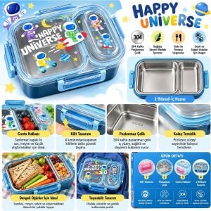 Vagon Beslenme Kabı Paslanmaz Çelik Lunchbox Vgn-7163 Mavi