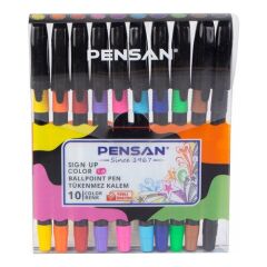 Pensan Tükenmez Kalem Renkli 10 Lu