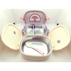 Vagonlife 2 Katlı Yemek Taşıma Kabı Lila-Krem BL50251