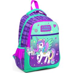 Coral High Kız Çocuk Ilkokul ve Ortaokul Sırt Çantası - Mor Yeşil Unicorn 23487