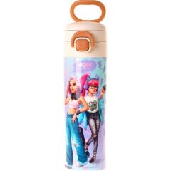 Wow Generation 520 ml Cool Desenli Mavi - Pembe Kız Çocuk Çelik Termos Matara (Çift Içim Kilitli Kapak) - W6042