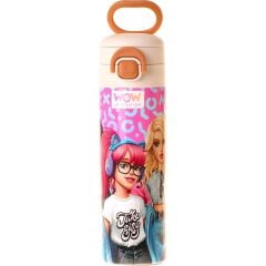 Wow Generation 520 ml Girl Friends Baskılı Kırmızı Kız Çocuk Çelik Termos Matara (Çift Içim Kilitli Kapak) - W6062
