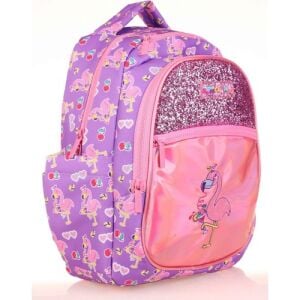 Kaukko Kids Aynalı Taşlı Flamingo Kız Çocuk Okul Sırt Çantası L5137
