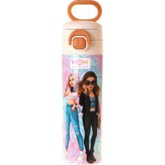 Wow Generation 520 ml Wonderful Baskılı Pembe - Turkuaz Kız Çocuk Çelik Termos Matara (Çift Içim Kilitli Kapak) - W6072