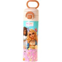 Wow Generation 520 ml Butterfly Baskılı Turkuaz - Pembe Kız Çocuk Çelik Termos Matara (Çift Içim Kilitli Kapak) - W6078