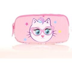 Kaukko Kids 3 Bölmeli Kalem Çantası Toys Cat Pembe L8157