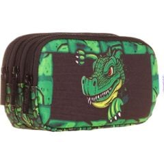 Kaukko Üç Bölmeli Yeşil Ejderha Erkek Çocuk Kalem Çantası
