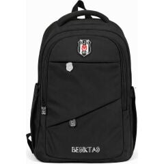 Beşiktaş Lisanslı 3 Bölmeli Gri Siyah Paraşüt Kumaş Sırt Çantası 26341